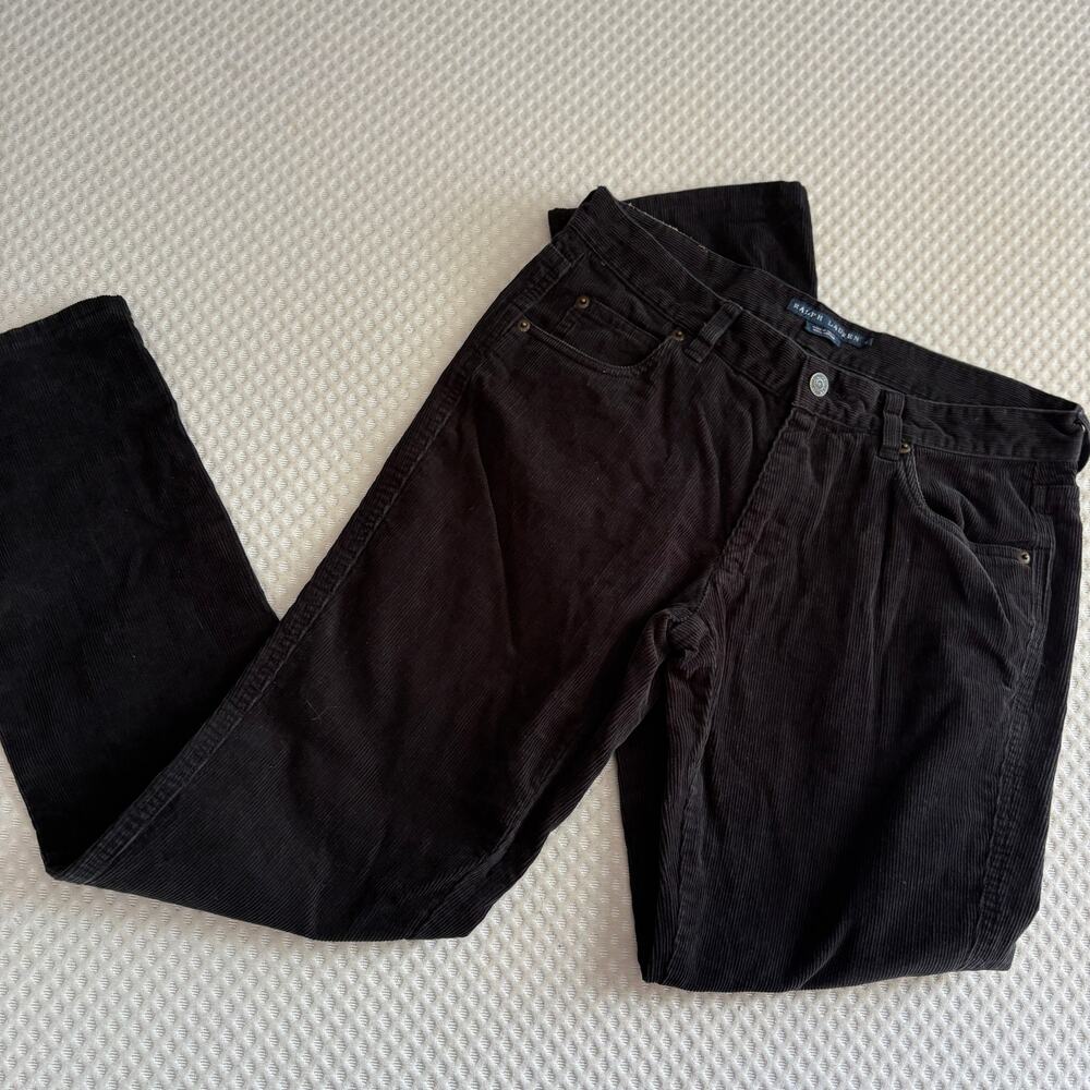 Ralph Lauren Corduroy Pants 6 Black Trousers Prep Academia Western Blue Label